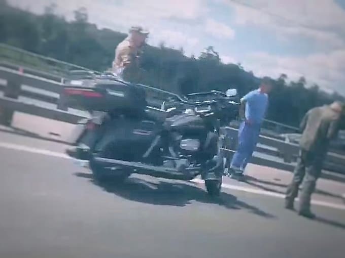 ДТП с мотоциклом на эстакаде у Селятино 5 июля
