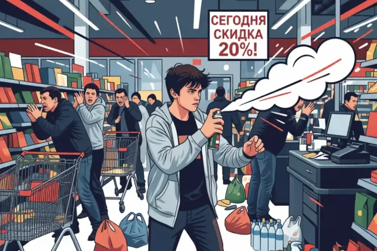 Конфликт с перцовым баллончиком в магазине Селятино