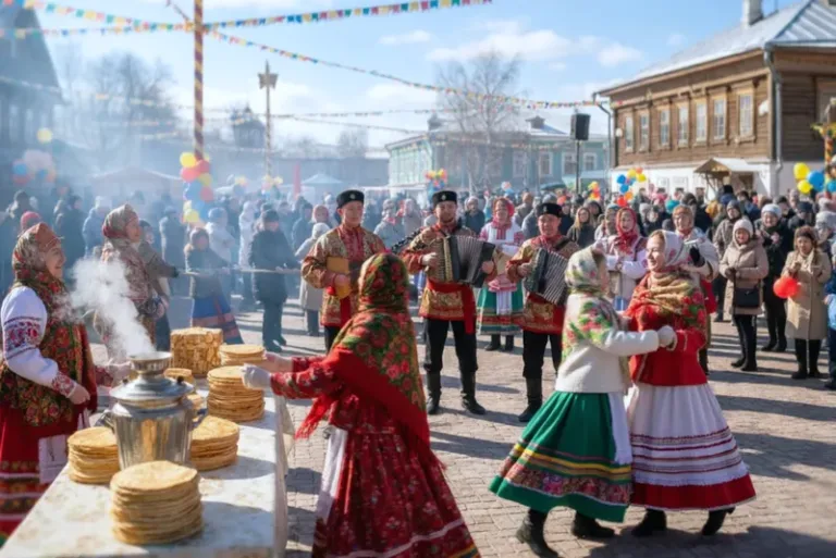 Праздничная афиша Масленицы в городе Верея у Ротонды