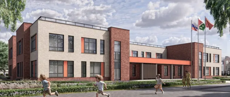 Архитектурная концепция детского сада в ЖК Мартемьяново Клаб, Наро-Фоминский округ, двухэтажное здание на 170 мест