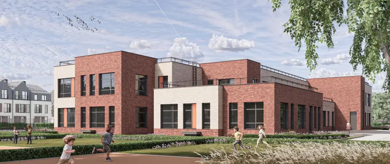 Архитектурная концепция детского сада в ЖК Мартемьяново Клаб, Наро-Фоминский округ, двухэтажное здание на 170 мест