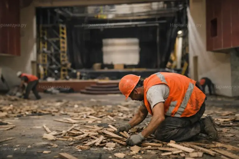 Концертный зал ЦДК «Звезда» в Наро-Фоминске во время ремонта перед празднованием 100-летия города