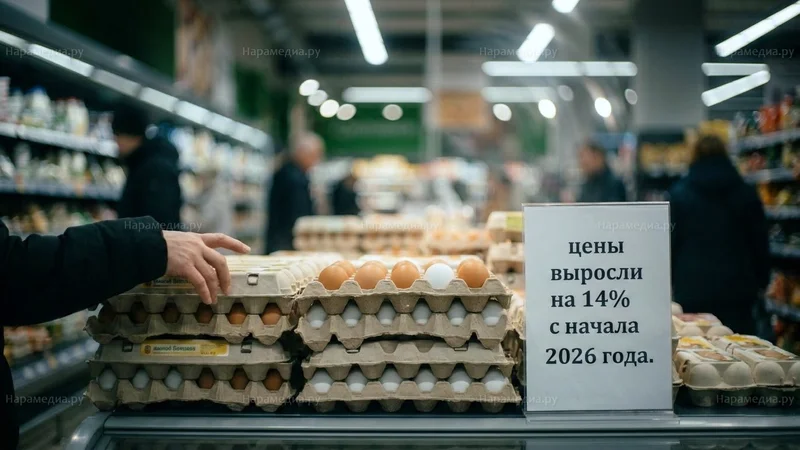 Куриные яйца на прилавке супермаркета — цены выросли на 14% с начала 2026 года